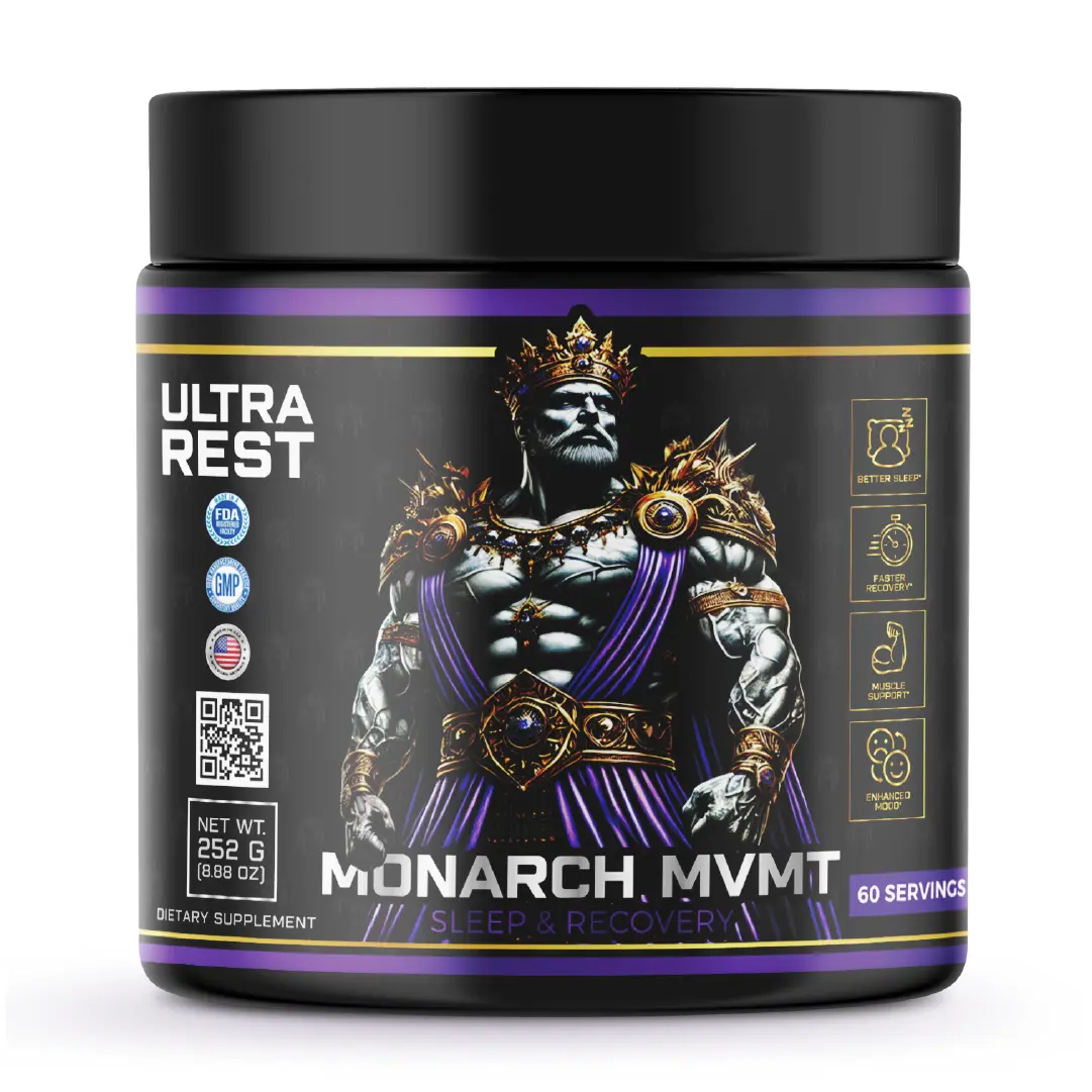 Ultra Rest Nighttime Sleep and Muscle Recovery Powder Supplement with Valerian Root, L-Theanine, L-Carnitine, GABA, 5-HTP, Magnesium Glycinate, Chamomile & L-Glutamine, Calm Natural Sleep, 60 Servings