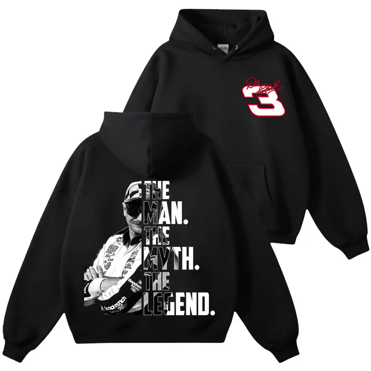 Dale Earnhardt The Man The Myth The Legend Hoodie, Vintage Nascar Sweatshirt, Graphic Unisex Racing Shirt, Full Size Full Color, Gift For Fans