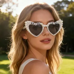 Heart Pearl Party Glasses, Fashion Letter Sunglasses, Perfect for Holidays and Parties, Ideal Photo Prop and Gift