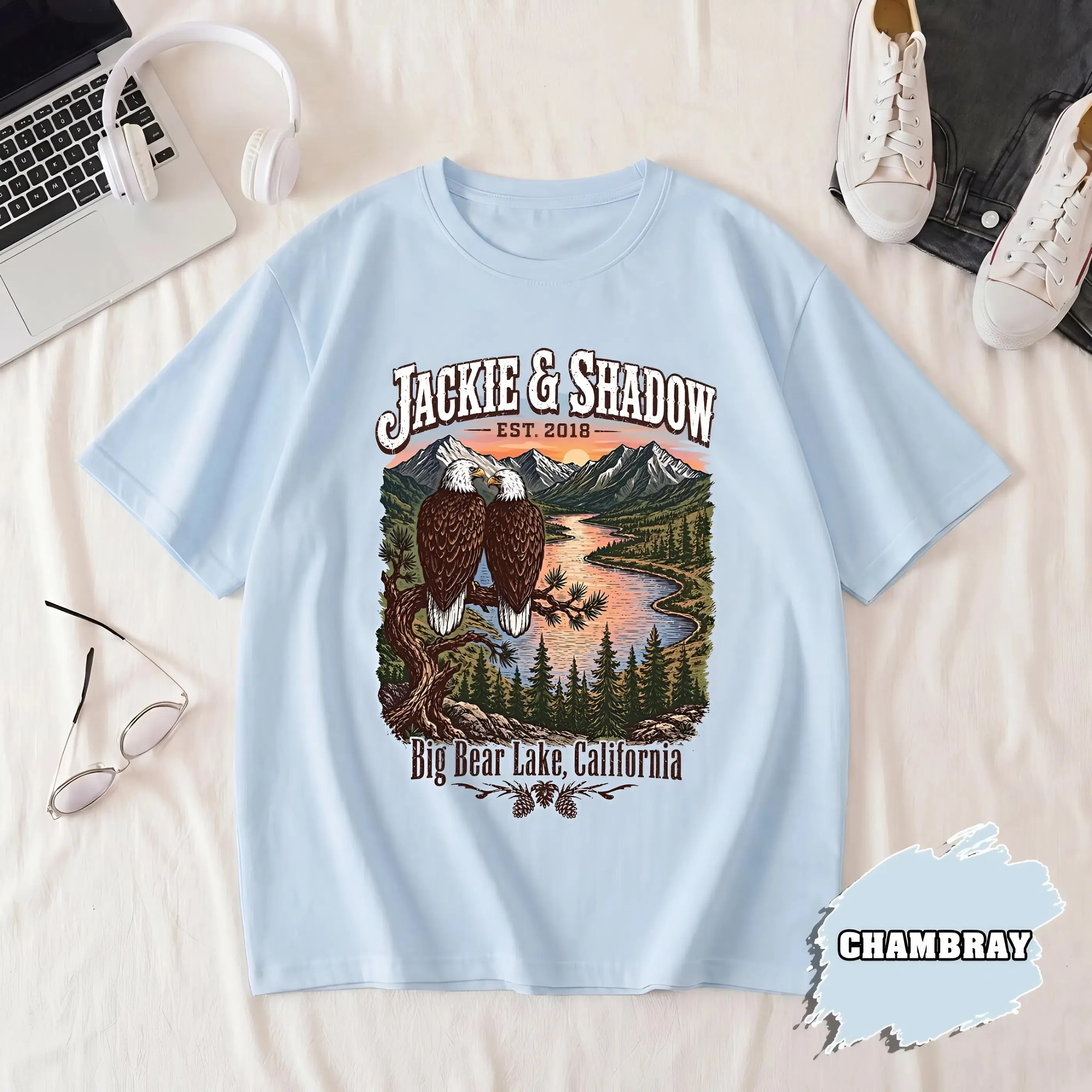 Comfort Colors Jackie and Shadow Eagles T-Shirt, Big Bear Lake California Tee, Jackie Memorial Shirt, Eagle Lover Gift, Wildlife Remembrance T-Shirt