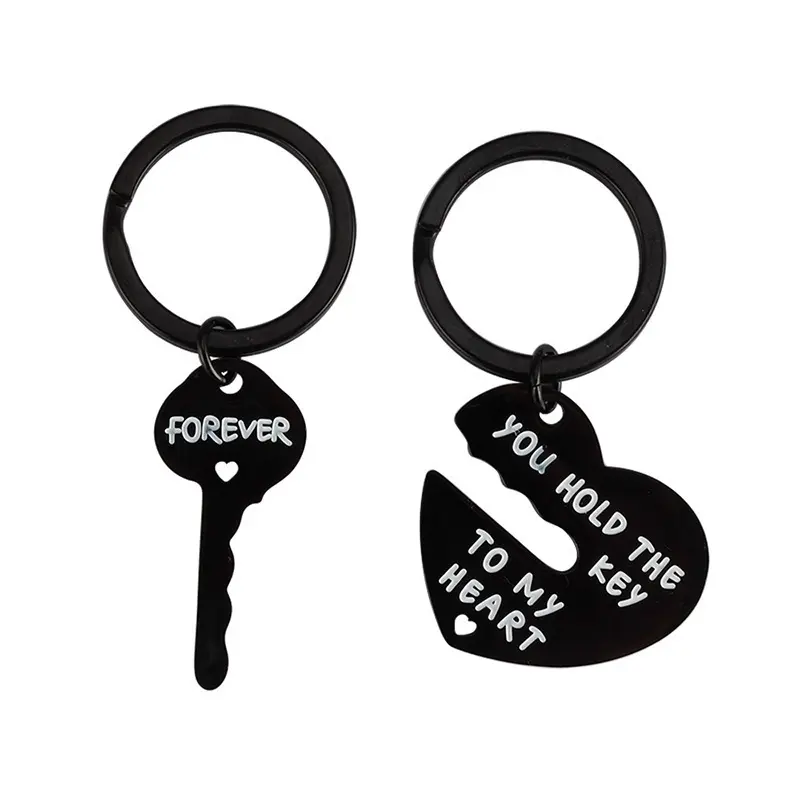 2pcs Set Men Women Cute Heart Key Keychain Couple Key Ring Lovers Key Chain Jewelry Accessory Gift