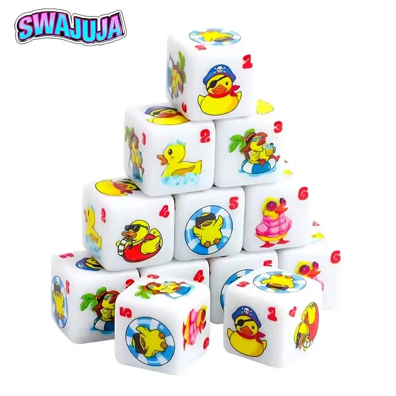 12 Pcs Duck-Themed Bulk Dice Set - Vibrant cartoon duck design, made of durable acrylic, perfect for role-playing games and family fun, ideal gift for Thanksgiving and Christmas