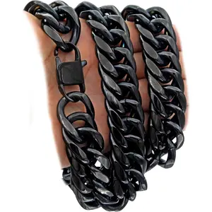 Men Curb Chain Necklace Stainless Steel/sliver/black/ Chunky Double Tight Cuban Link  Hop  Chains for Men,width:22MM 18inch-32inch 8 Length Options