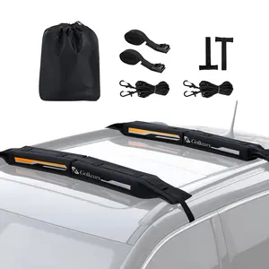 Golkcurx Universal Soft Roof Rack Pads for Kayak,Surfboard, SUP, Canoe, Snowboard with15FT Tie-Down Straps*2 and Storage Bag*1 (Black)