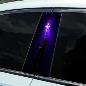 2-Piece Glowing Purple Cross with Hand Personalized Car Stickers: 2-Piece Set - Waterproof, Scratch Resistant, for All Models - Auto Parts and Holiday Decorations for All Vehicles, for Laptops, Cars, Helmets, Car Decals