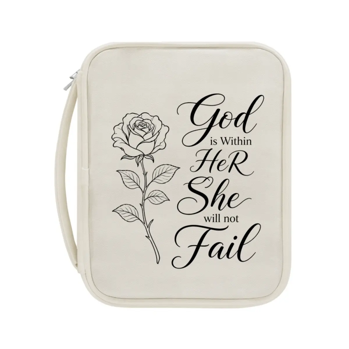 Women's Large Bible Cover Case with Handle - Lightweight, Stylish, Convenient Bible Protection Bag with "God is within her" Symbol, Christian Support & Encouragement Gift for Mom, Style, Convenience, Bible Study