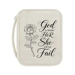 Bible Cover Case for Women, Large Bible Bag with Handle,"God is within her"Bible Protection  Lightweight Christian Gift for Mom，Bible Study for Women