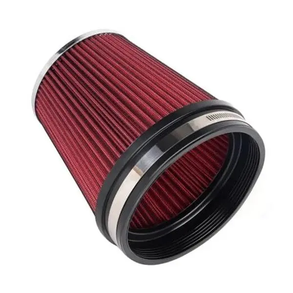 6" Inside Dia. Premium Mesh Conical Cold Air Intake Filter Replacement - Red Finish, Durable Materials, Contaminant Block, Cost-Effective Upgrade, Includes Clamp, Automotive Engine Performance Boost, Horsepower Gain