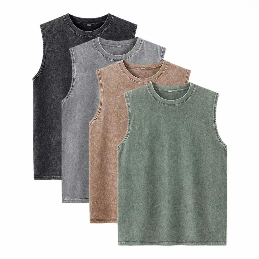 Men's Oversized Tshirts Sports Vintage Heavy Cotton Tshirt Washed Loose Fit Athletic Tee Sleeveless Vest,clothes for back to school,first day of school outfits