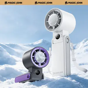 NEW-MAGIC JOHN 3 in 1 Mini Handheld Cooling Fan, 100 Speed & Instant Ice Cooling, 3600mAh Battery for 10H Runtime, Smart LED Display Foldable Neck/Desk/Hand Fan, Pocket Design for Travel/Summer/Concerts