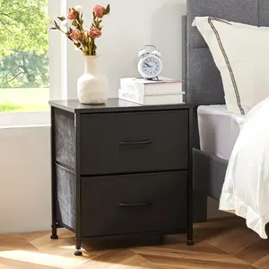 edx Nightstand, End Table Side Table with 2 Fabric Drawers Bedside Table for Bedroom, Closet