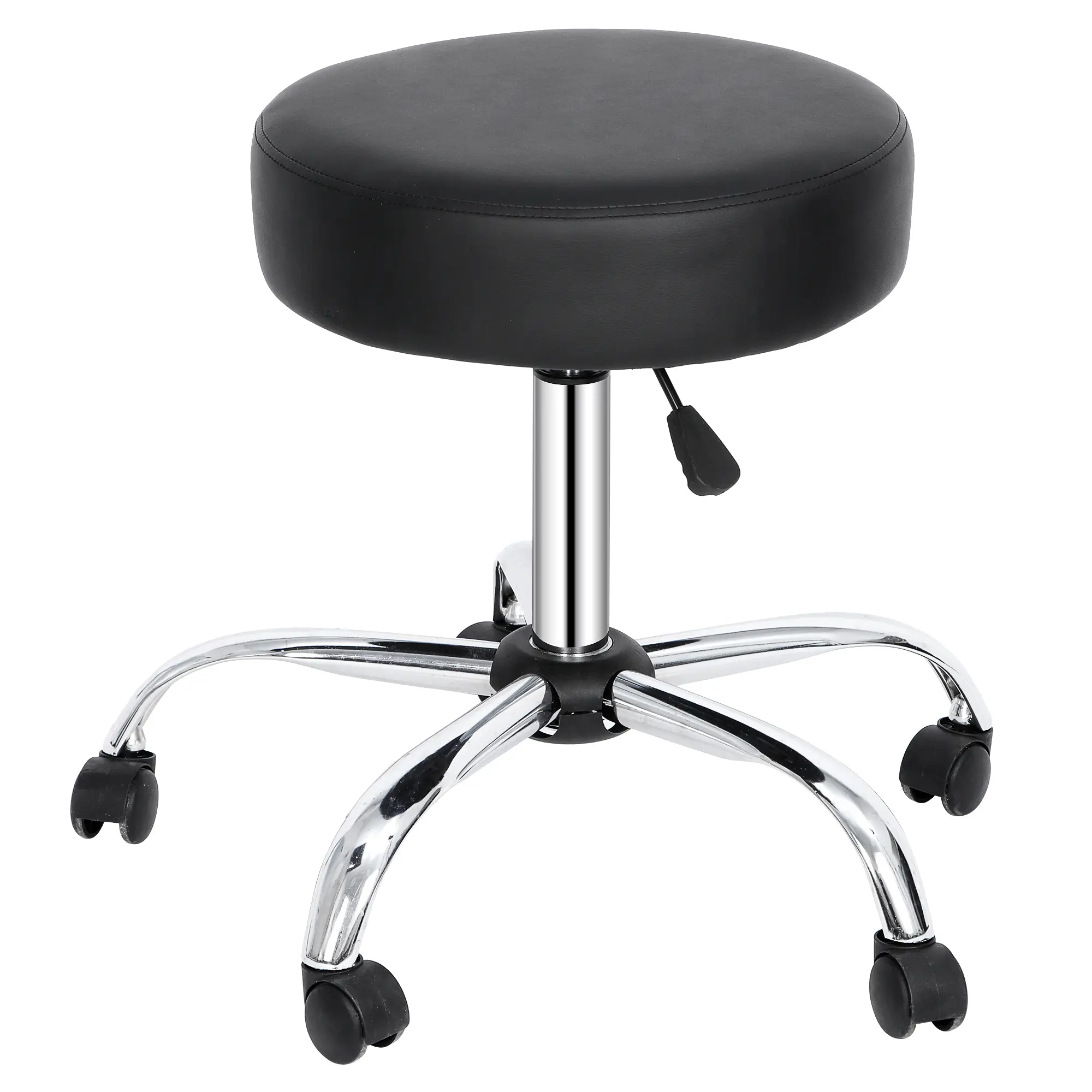 Segawe Adjustable Hydraulic Rolling Swivel Stool with Chrome Arched Base, Steel & PU Construction, Hydraulic Gas Lift, Ergonomic Black Commercial Salon Furniture for Tattoo Spas, Sturdy Construction