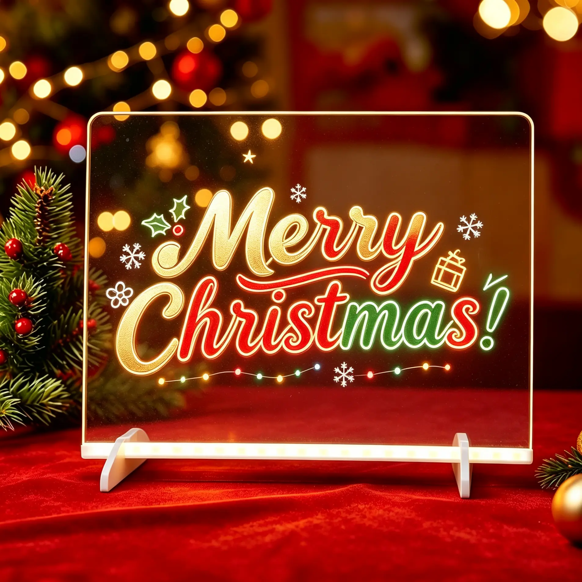 Large Rechargeable LED Drawing Board,Light-Up Message Board with Light,Reusable Acrylic Dry Erase Board,Neon Markers,Stand & Hanging for Home,Office Display,Room Decor & Christmas Gift