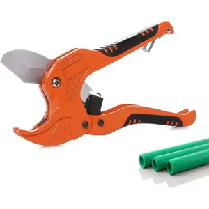 Ratchet-type Tube and Pipe  for  O.D. PEX, PVC, and PPR Plastic Hoses and Plumbing Pipes up to 1-5/8" inches, Ideal for  Working and Plumbers (orange)