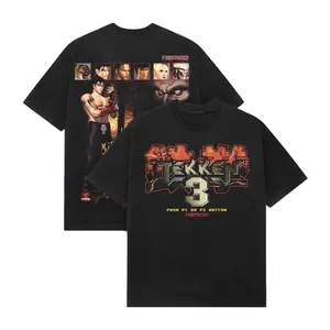 Vintage Tekken 3 Graphic Tee Retro 90s Gaming Oversized T-Shirt Streetwear Aesthetic Namco Fighting Game Men's Women's Unisex Harajuku Top Black