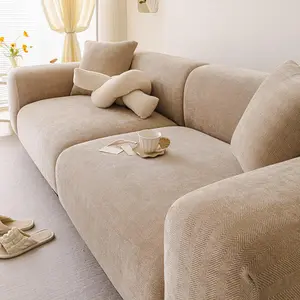 Solid Color Sofa Cover, 1 Count Elastic Thick Sofa Cushion Cover, Non-slip Dustproof Sofa Cover for Home Living Room, Elastic Sofa Slipcover
