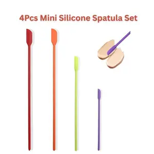 4Pcs Mini Silicone Spatula Set, Beauty Makeup Spatulas for Cosmetics, Cream, Foundation & Kitchen Baking Tools