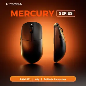 KYSONA Mercury SE Gaming Mouse PAW 3311 40g Ultra Lightweight Tri-Mode Wired RGB Charging Dock 24000 DPI Ergonomic Pro Gamer