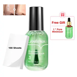 【Buy 1 Get 1 Free Pore Minimizer】 LANBENA 2 in 1 Green Tea Oil Blackhead Remover Serum Peel Off Mask 100 Sheet Paper Strips for Pores, Nose, Chins & Face