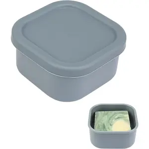 Square Travel Soap Case, Bar Soap Holder for Dr Squatch, Silicone Soap Case with Soap Saver, Portable Shampoo Bar Soap Box for Shower, Travel, Camp(Cement Gray)