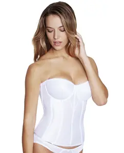 Dominique Juliette Backless Strapless Longline Bridal Bustier Bra #8950 - Full Support & Shaping for Wedding & Formal Dresses - Invisible Under Gowns - Women's Lingerie - White