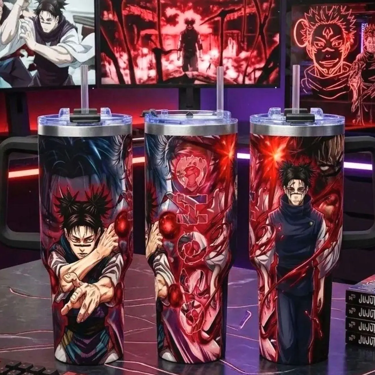 Choso Tumbler 20oz 40oz, Jujutsu Tumblers, Travel Mug with Handle and Straw, Gift For Anime Fans Water Bottles Drinkware Flasks