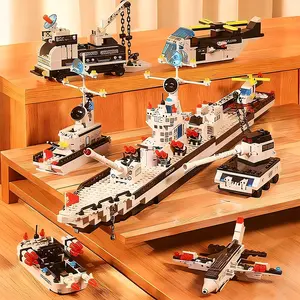 746pcs Aircraft Carrier Battleship Building Blocks Toy, Educational Construction Set for Kids, Model Boat Kit, Durable Plastic Material