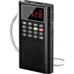 Mini Digital FM Radio,Portable Small Transistor Radio,Pocket Walkman Radio with Best Reception,700mAh Rechargeable Radio with Recorder,Support SD Card and USB MP3 Playback,Lock Key,Ideal for Gift
