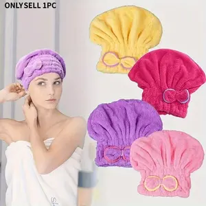 Women's Quick-Dry Bath Cap, Elegant Bow Design, Super Absorbent Towel, Essential Fast Dry Bathroom Accessory, Soft Texture, Beauty Care, Shower Caps, Shower Essentials