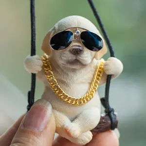Yellow Lab Labrador Retriever on Swing Car Mirror Charm, Cute Dog Pendant, Birthday Gift for Pet Lovers,Happy Father's Day,Gift for Dad