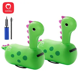QPAU 2 Packs Bouncy Dinosaur Toys for 2 Years+, Toddler Play Fun Toy Inflatable Jumping Bouncy Horse Animal Hopper, Outdoor & Indoor Ride On Hopping Bouncer for Ages 2 3 4 5 Kids Boys Girls