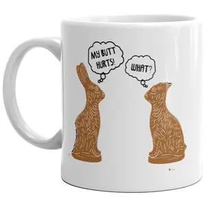 My Butt Hurts Mug Funny Easter Sunday Chocolate Bunny Rabbit Sarcastic Coffee Cup - 11oz Funny Coffee Mugs Ceramic Printed Drinkware Cup