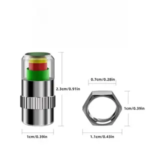 Universal Tire Pressure Monitoring System 4 PCS with Pressure Gauge Indicator, Run-Proof Wheel, Stainless Steel & Chrome Plated Copper Core Car Cap