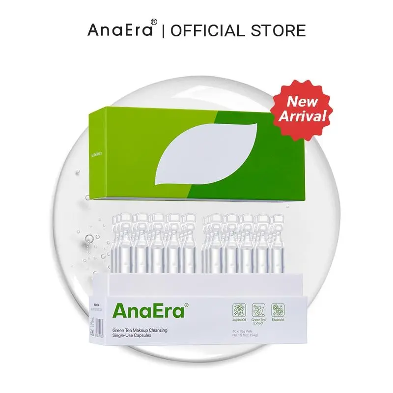 [New] AnaEra Green Tea Makeup Cleansing Oil | Light Facial Cleansing Oil, Deep Clean Pores, Makeup Blackhead Remover, Gentle Cleansing, Dewy Finish, Soft Glowy Skin, Great for All Skin Types (30× 1.8g),Summervibes