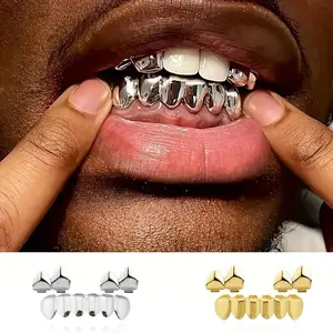 3-Piece Polished Hollow Grillz Set for Men & Women – Hip Hop Y2K Teeth Jewelry, Personalized Daily or Party Gift