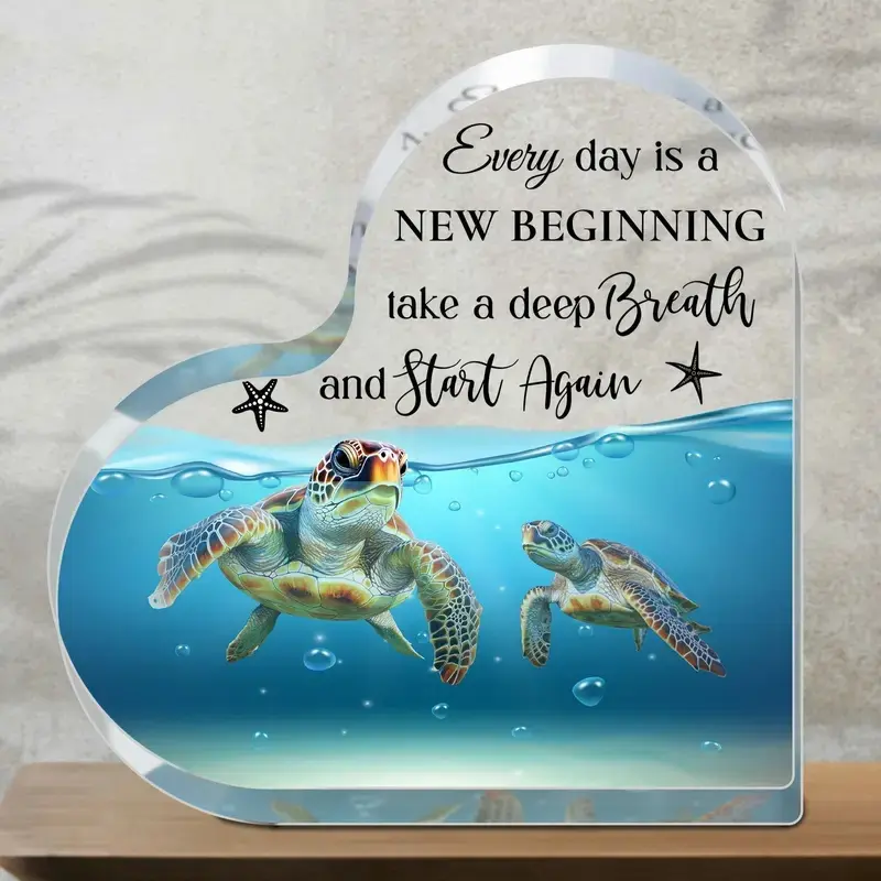 Acrylic Desktop Turtle Design, Perfect Birthday Gift for Bedroom Kitchen Living Room Home Office Decor, Unique Acrylic Artwork, Acrylic Plaque Decor, Acrylic Desktop Decoration