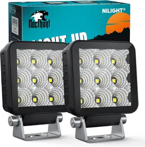 Nilight Led Light Pods 2PCS 3Inch 9LED Flood Beam Square Driving Work Lights Built-in EMC Super Slim Offroad Lights Side Light Ditch Lights for Tractor Truck Motorbike Boat ATV truck light offroad lights
