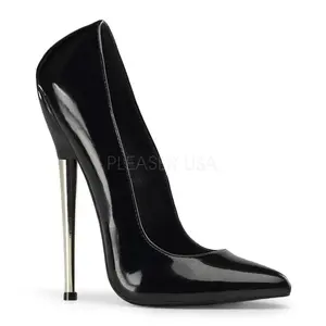 DEVIOUS DAGGER-01 Black Pat Plain Pumps