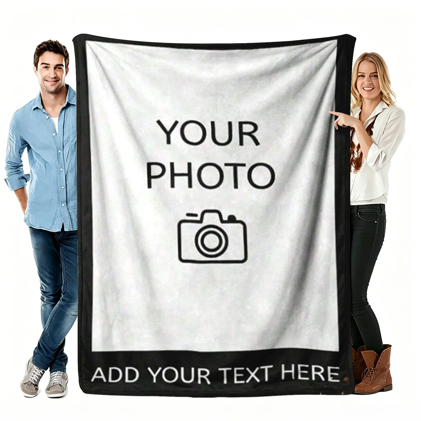 Personalized Photo Blanket Lightweight Air Conditioning, Custom Picture With Add Your Text Here Flannel Throw, Christmas Thanksgiving Gift For Mom Dad Pet Lover