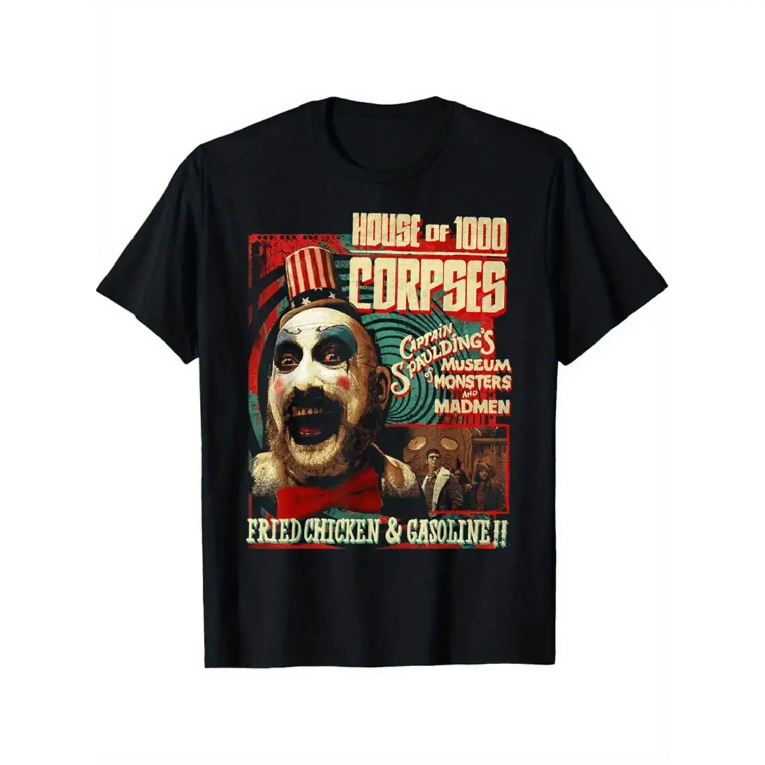 Vintage Horror Graphic Tee for Men in Plus Sizes L to 5XL Featuring Classic Movie Design  Short Sleeve Casual Comfort for All Seasons