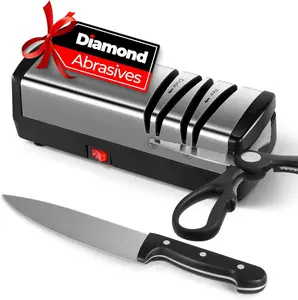 Sharpener,  Abrasives Electric  Sharpener for Stainless Steel and Ceramic , with  Sharpener & Metal Dust Collection Box, Quick Sharpening & Polishing,