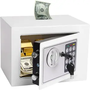 Mini  Safe Box with Digital Keypad & , Small Safe Deposit Boxes with  Slot, Safety Boxes for  Office Dorm, Drop-resistant & Durable, For ,  (White)