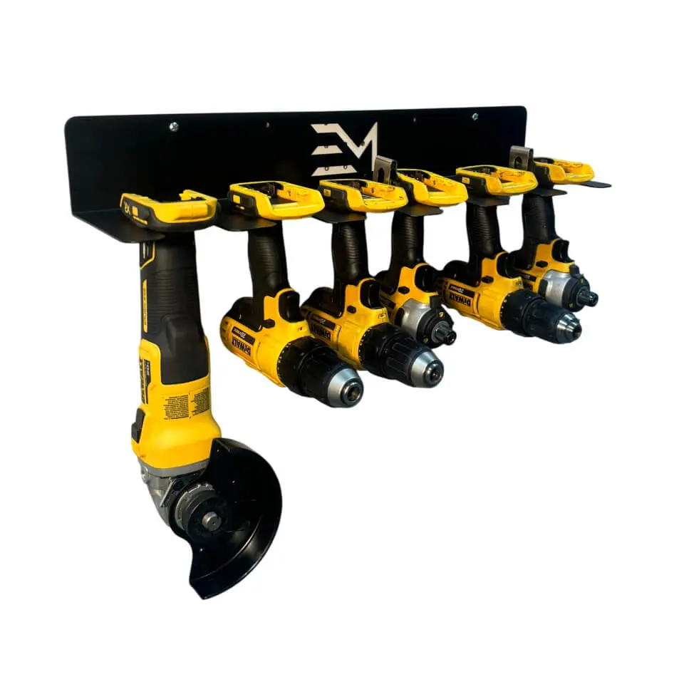 6-Slot Drill Organizer compatible with DeWalt 20v for Efficient Tool Storage and Organization Rust-Resistant Satin Black Finish Wall-Mounted Rack