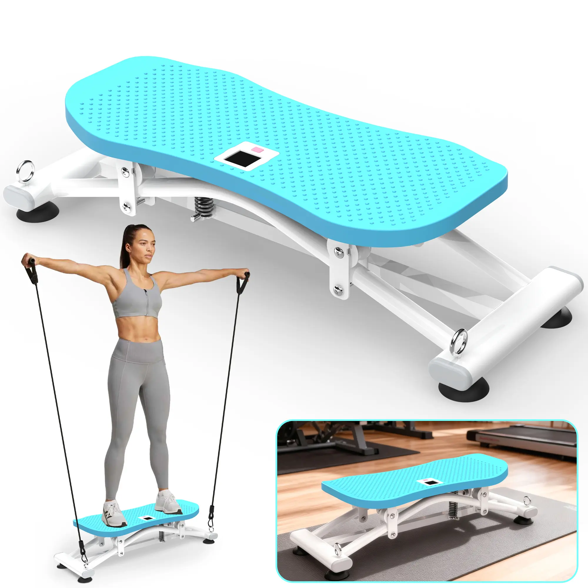 Indoor Sliding Ski Simulator with Resistance Bands - Compact Space-Saving Home Gym System, Non-Slip Base Unisex Rowing Machines for Cardio, Strength Training, Whole Body Workout