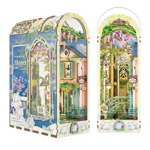 Tonecheer 3D Wood DIY Book Nook Kit, Giverny Garden Themed Craft with Playhouse Decor & Doll Set, Valentine's Day Gift for Creative Enthusiasts