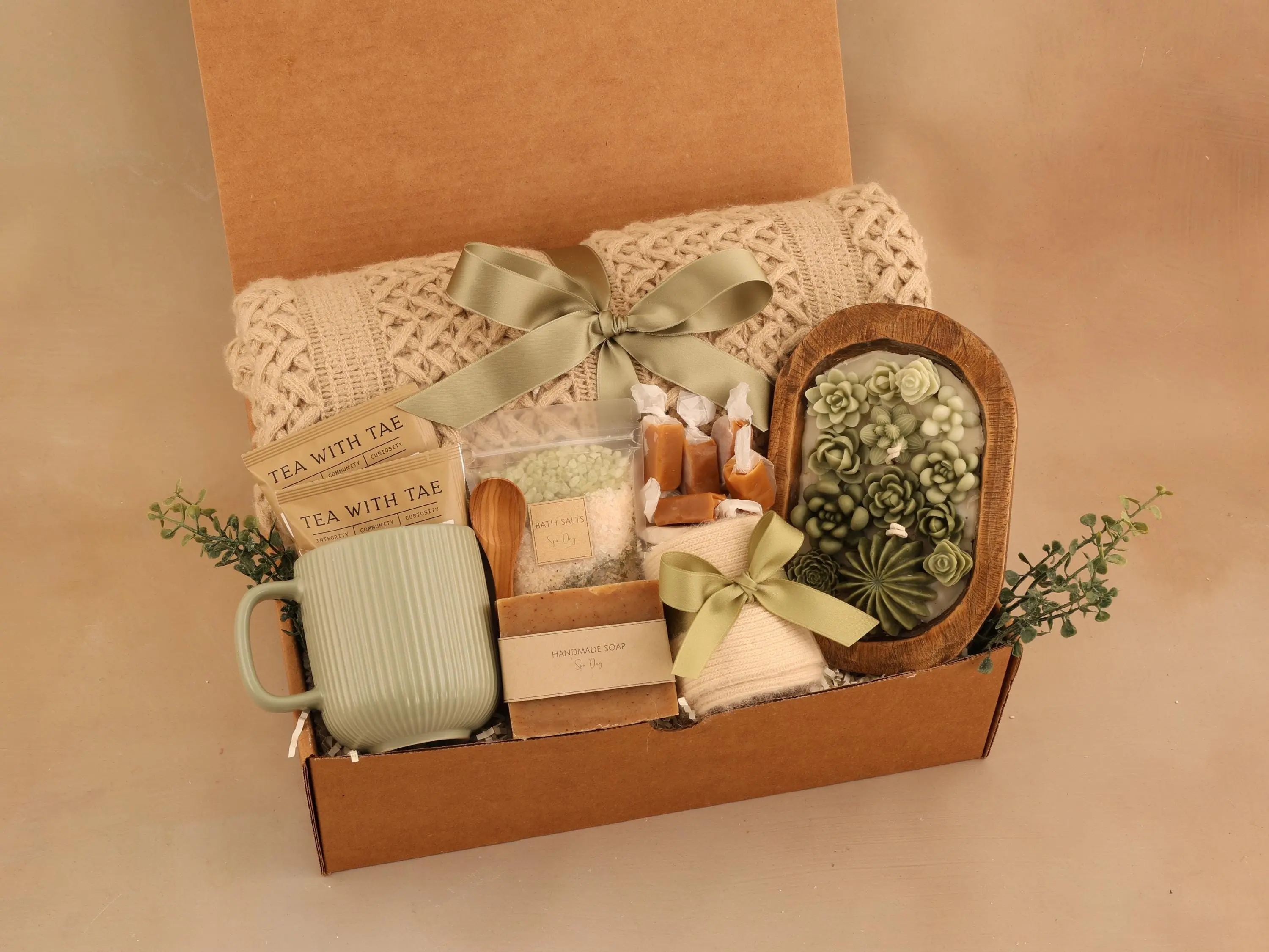 HOT Sending Healing Vibes Gift Box For Women, Thinking Of You Gift, Gift Basket With Blanket, Succulent, Socks, Candle, Get Well Gift For Her