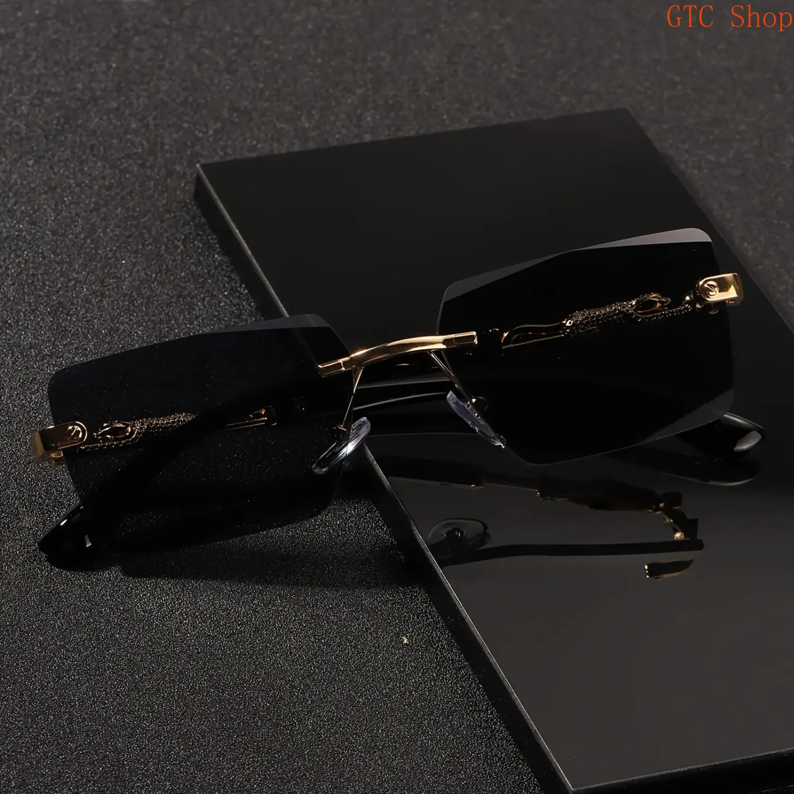 Unisex Rimless Rectangle Sunglasses - Plain Color Rimless Lenses, Minimalist Sports Eyewear, Small Stylish Beach Wear Shades for Beach Vacation, Daily Casual Use