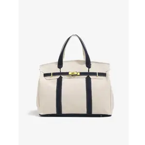 2026 New Arrival Canvas Tote Bag for Women Luxurious Niche Design Color-Blocked Handbag Spacious Commuter Tote Versatile Everyday Bag with Intentional Distressed Look & Lightweight Material