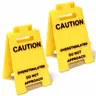 2-Pack Small Plastic Double-Sided Caution Overstimulated Desk Sign - Yellow with Black Text, Comedy Prank Gift for Friends, Adult Office Study Decor Plaque, Do Not Approach Warning Novelty