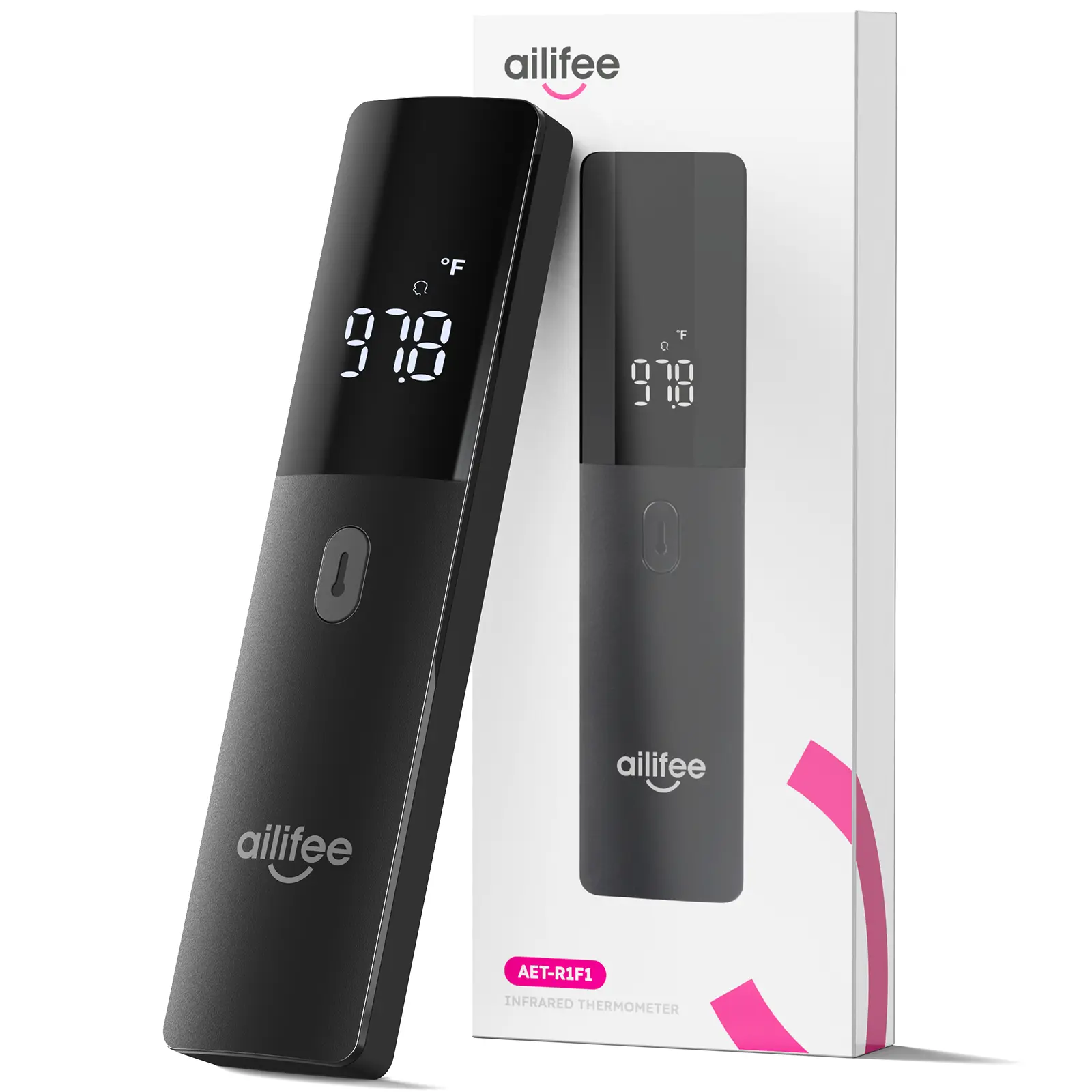 AILIFEE Forehead Thermometer for Adults & Kids, No Touch Digital Thermometer for Baby with 1s Fast Accurate Readings, LED Backlit Display, Fever Alarm, 32 Memories, For Home & Travel, R1F1